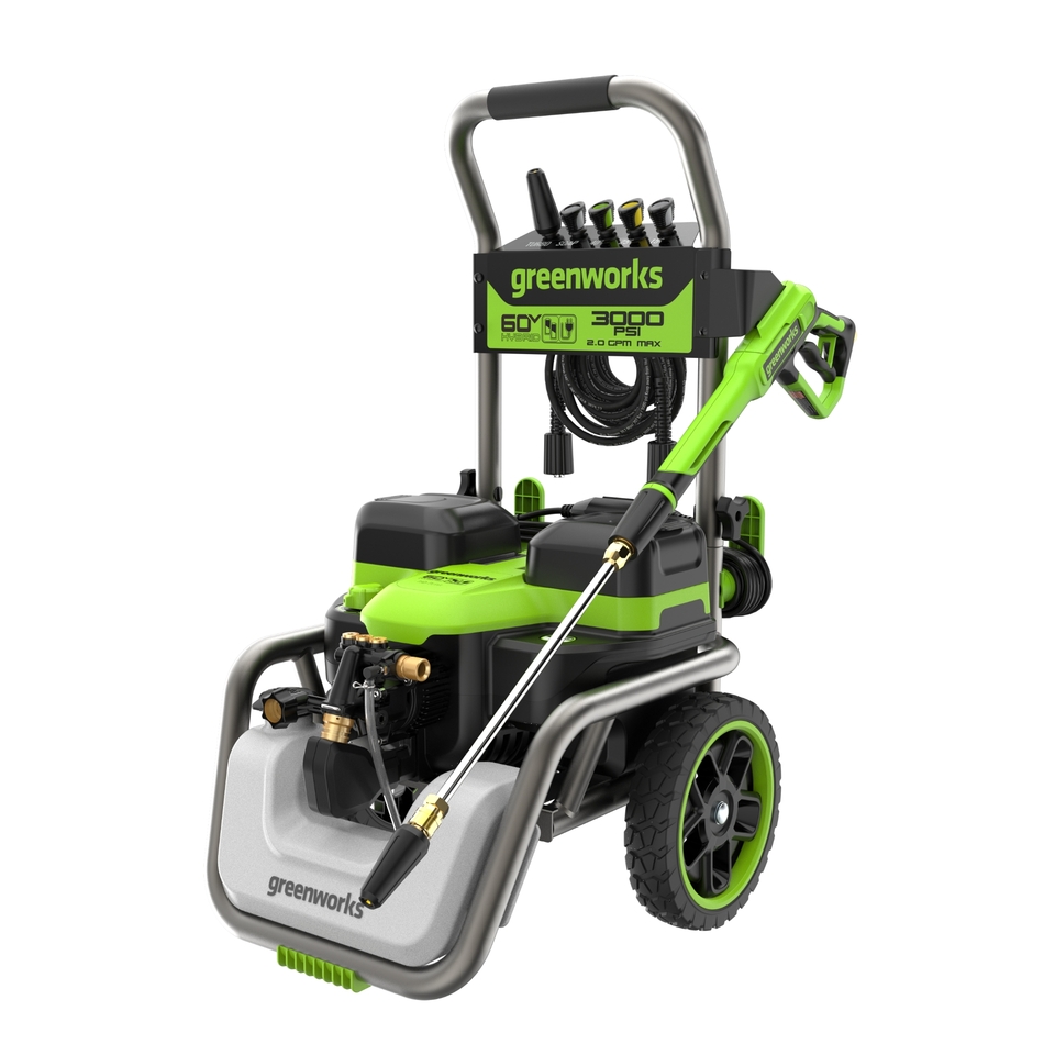 thumbnail video image 2 of Greenworks Hybrid 60V 3000 PSI at 2.0 GPM Electric Pressure Washer 5128202T, 2 of 26
