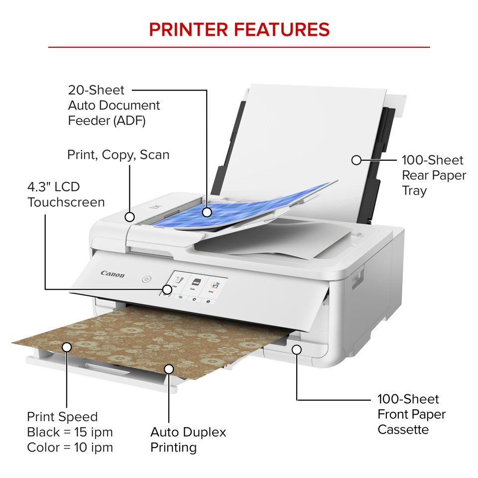 Canon PIXMA TS9521Ca Wireless All In One Inkjet Printer White