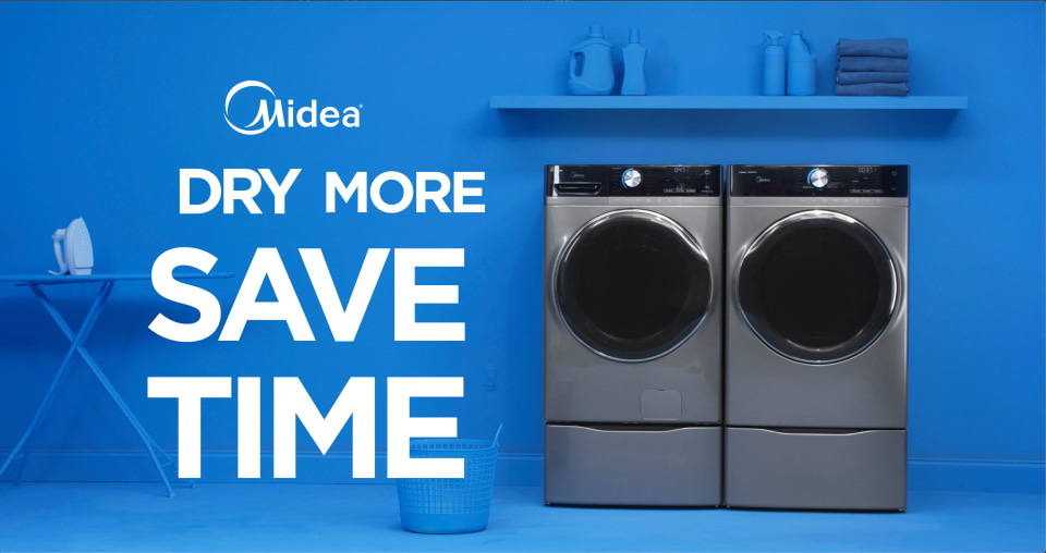 Midea Midea Laundry 8 Cu Ft Reversible Side Swing Door Stackable Steam Cycle Gas Dryer White In The Gas Dryers Department At Lowes Com