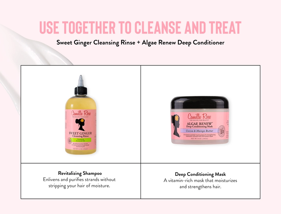 Camille Rose&#39;s Sweet Ginger Cleansing Rinse and Algae Renew Deep Conditioner
