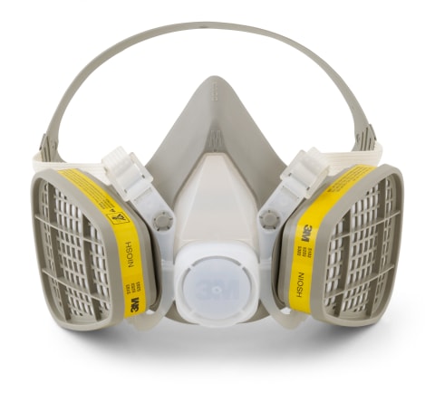 3M - Half Facepiece Respirator with Cartridge: Medium, Thermoplastic  Elastomer, Permanently Attached - 04489761 - MSC Industrial Supply