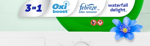 3in1, Oxi boost, febreze odor remover, Waterfall Delight Scent