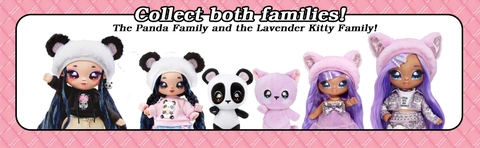Na! Na! Na! Surprise Lavender Kitty Family Doll Set - 3 Piece With 2 Fashion Dolls & 1 Plush Pet Cat