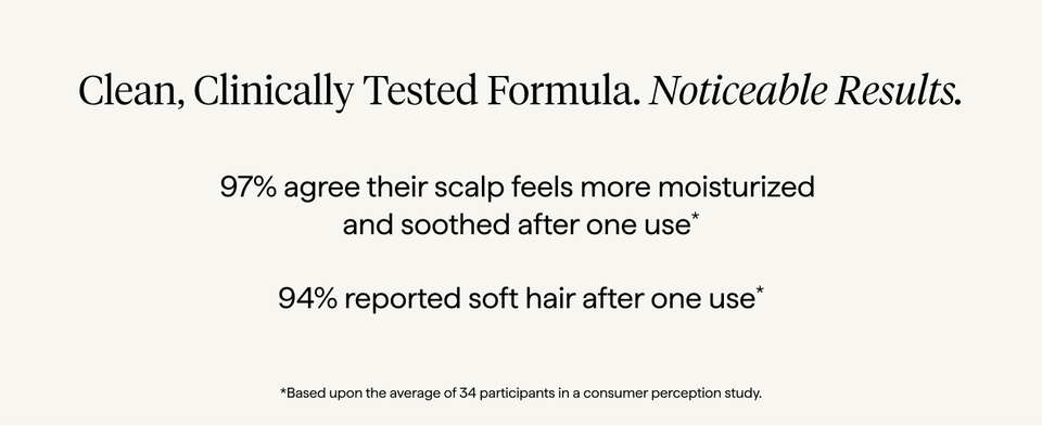 Text stating clean, clinically tested formula with noticeable results.