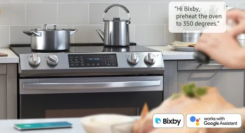 NE63T8111SS Samsung 30 Front Control Wifi Enabled Slide In Electric Range with Self Clean Fingerprint Resistant Stainless Steel
