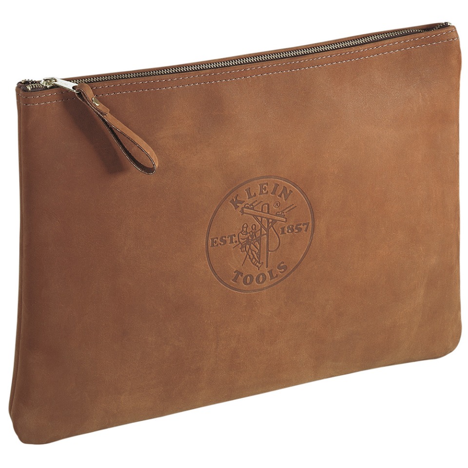 Klein Tools 5136 Zipper Bag, Contractor's Leather Portfolio