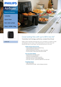 Philips Airfryer Avance Digital TurboStar Fry Healthy w/ 75% Less