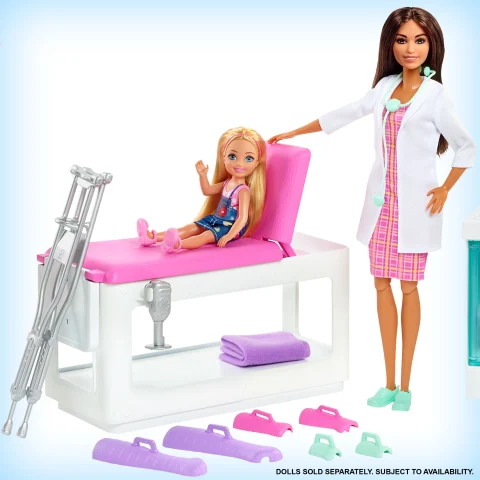 Barbie Fast Cast Clinic Playset Brunette Barbie Doctor Doll 12 In 3040 Cm 30 Play Pieces 4 Play Areas Cast Bandage Making Medical X Ray Stations Exam Table Gift Shop More Great Toy