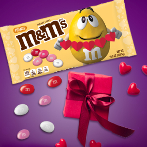 M&M's Peanut Milk Chocolate Valentine's Day Candy Assortment, 10 Oz Bag, Packaged Candy