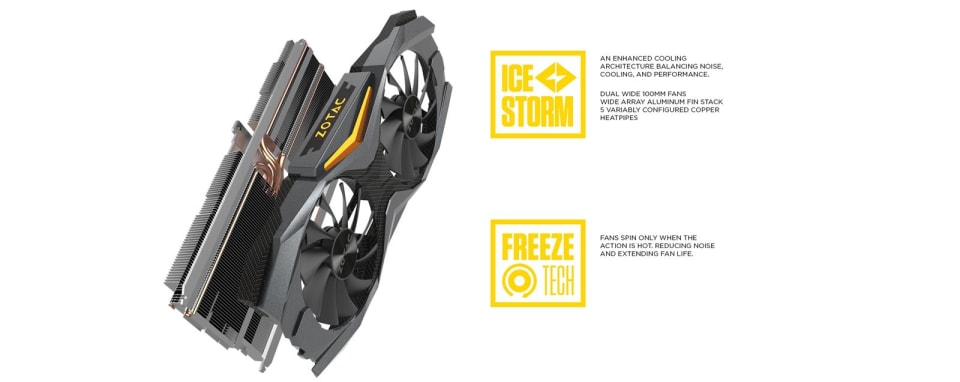 Zotac Geforce Gtx 1080 Amp Edition Zt Pc 10p 8gb Gddr5x Icestorm Cooling Metal Wraparound Carbon Exoarmor Exterior Ultra Wide 100mm Fans Spectra Lighting Powerboost Freeze Fan Stop Newegg Com