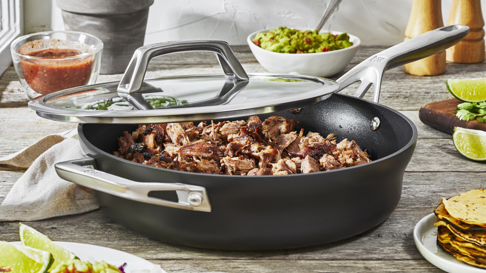 thumbnail video image 2 of ZWILLING Motion Hard Anodized  11 x 11-inch Aluminum Nonstick Square Griddle, 2 of 7