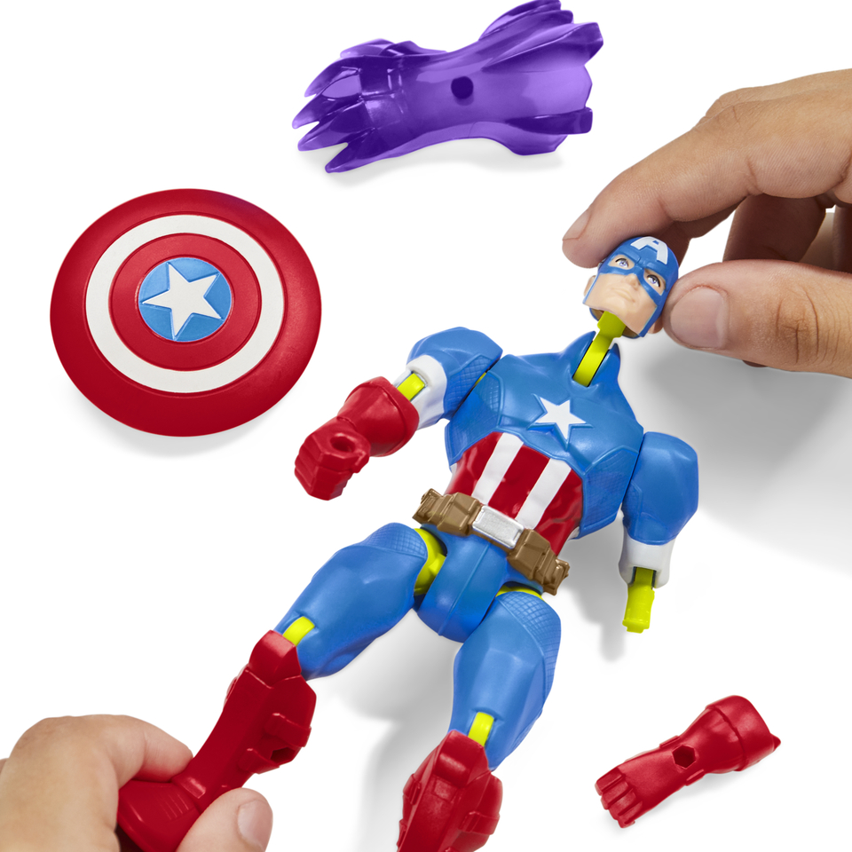 thumbnail video image 3 of MixMashers Marvel Captain America Toy, 5” (12 cm) Avengers Mix-&-Match Action Figure, 4+, 3 of 13