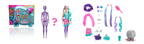 Barbie Color Reveal Glitter! Hair Swaps Doll – Purple Glitter With 25 Surprises, 10 Plug-in Hair Pieces, Gift For Kids 3+
