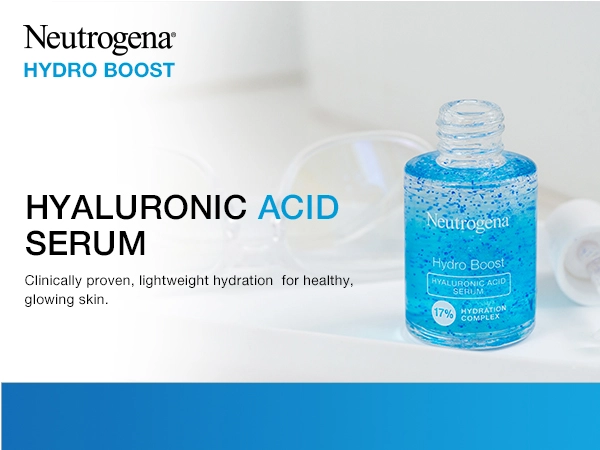 Neutrogena Hydro Boost Hyaluronic Acid Face Serum, lightweight hydration for healthy, glowing skin