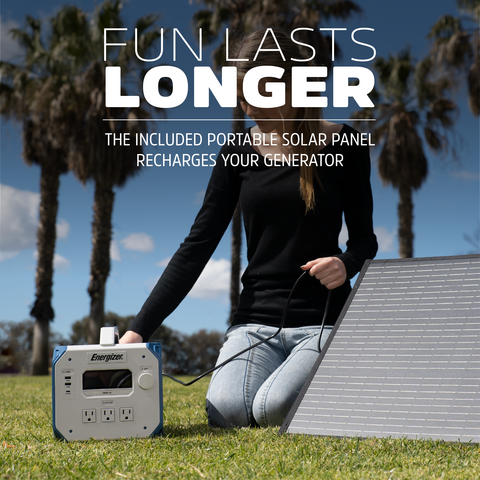 Fun lasts longer, included solar panel recharges your generator