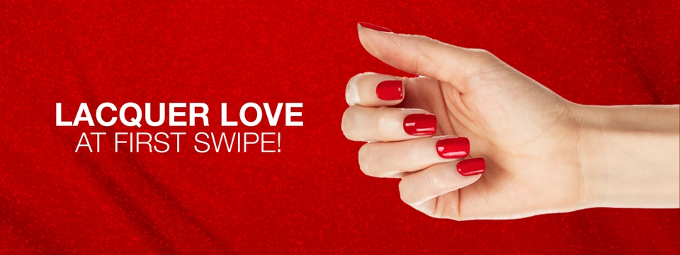 Banner featuring a hand model with polished, manicured nails.