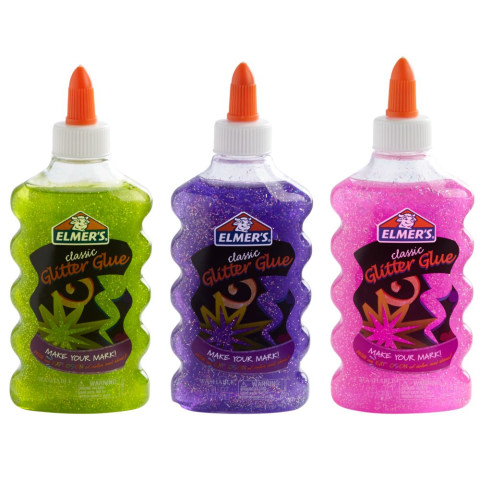 Elmer's 638458774473 Washable Glitter Glue, 6 oz Bottles-6 Colors, Green/Pink/Purple/Red/Yellow/Blue