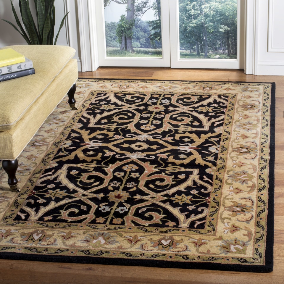 Safavieh Heritage Bellary 4 x 6 Gray/Charcoal Indoor Floral/Botanical Oriental Handcrafted Area Rug