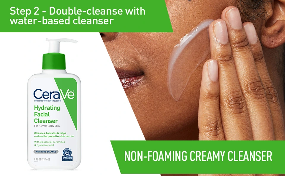 Step 2 - Double-cleanse with water-based cleanser