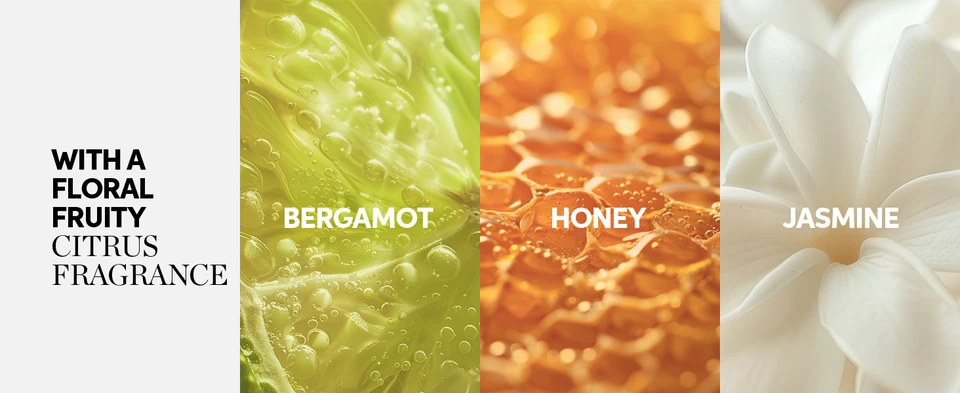 Scent is bergamot, honey and jasmine
