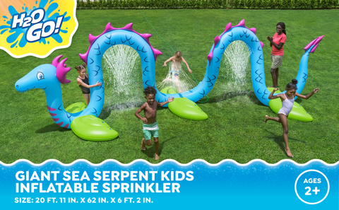 Giant Sea Serpent Kids Inflatable Sprinkler is 20 ft. 11 in. x 62 in. x 6 ft. 2 in