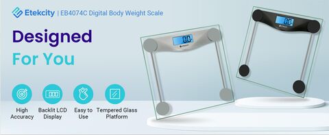 Etekcity Digital Body Weight Bathroom Scale, Large Blue LCD