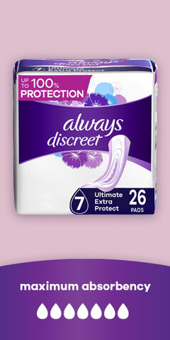 Always Discreet Incontinence Pads, Moderate Absorbency, Regular Length, 108  CT