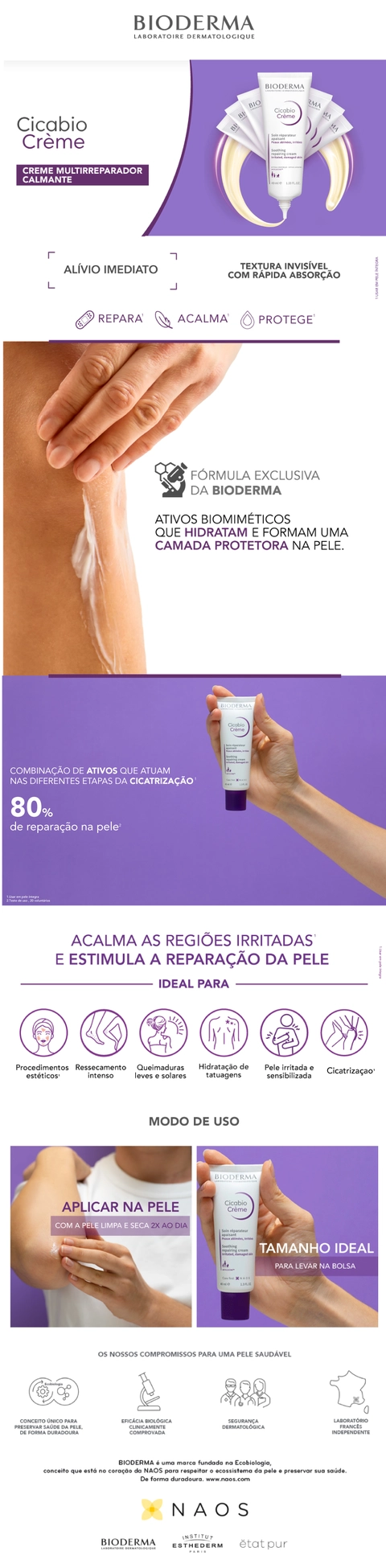 Creme Multirreparador Bioderma Cicabio Creme+ Hidratante E