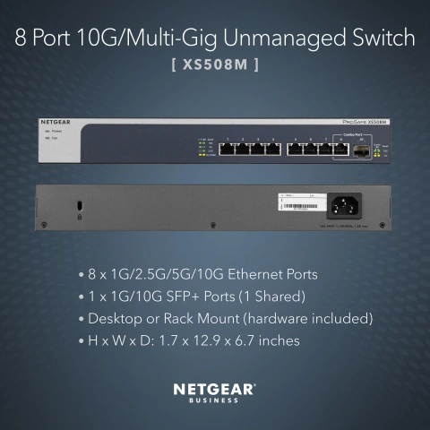 Netgear 8-Port Gigabit Ethernet Unmanaged Switch, Blue (XS508M