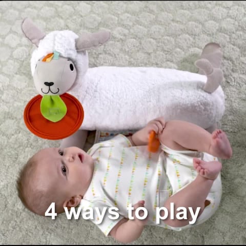 Fisher-Price Grow-with-Me Llama Plush Baby Wedge, Play Explore
