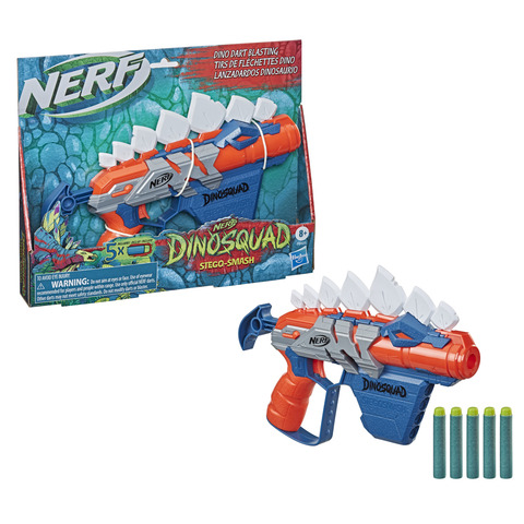 NERF DinoSquad Dino-Clash Pack, Includes 2 Blasters, 15 Elite Darts, Dart  Storage, Triceratops and Stegosaurus Dinosaur Designs