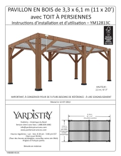 View 11 x 20 Wood Room with Louvered Roof French Instructions PDF