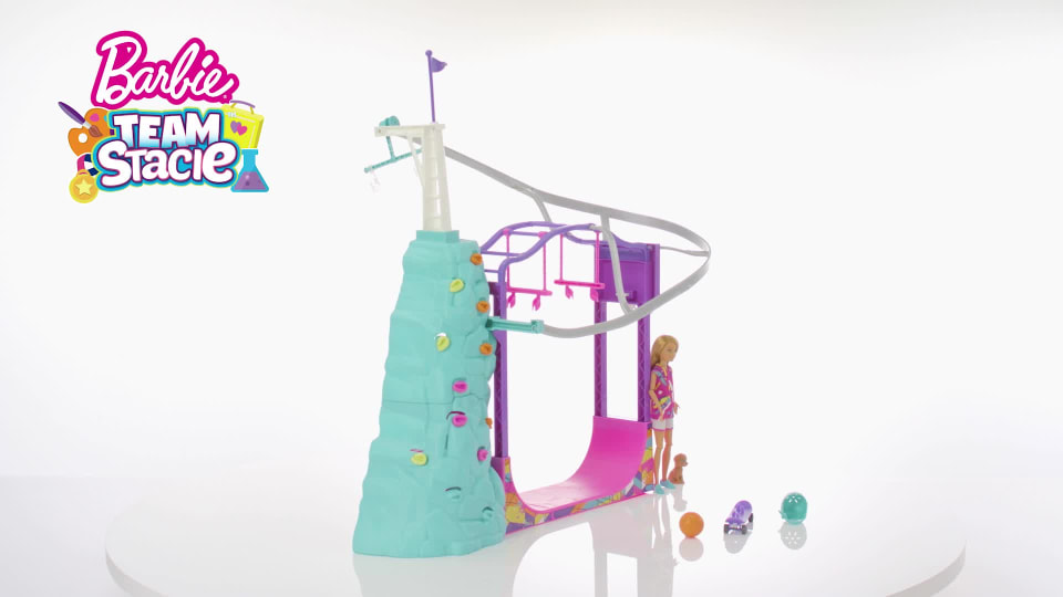 thumbnail video image 2 of Barbie Team Stacie Extreme Sports Playset, 2 of 7