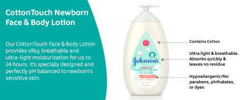 Johnson's CottonTouch Newborn Baby Face & Body Lotion, 13.6 fl. oz 