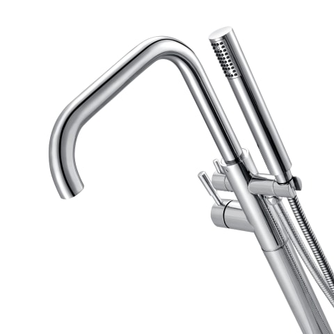 Includes a handheld showerhead Includes a handheld showerhead