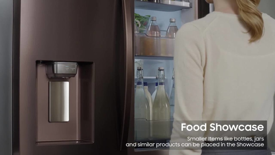 thumbnail video image 2 of Samsung 28 cu. ft. 4-Door French Door Refrigerator with Food Showcase RF28R7351DT, 2 of 12