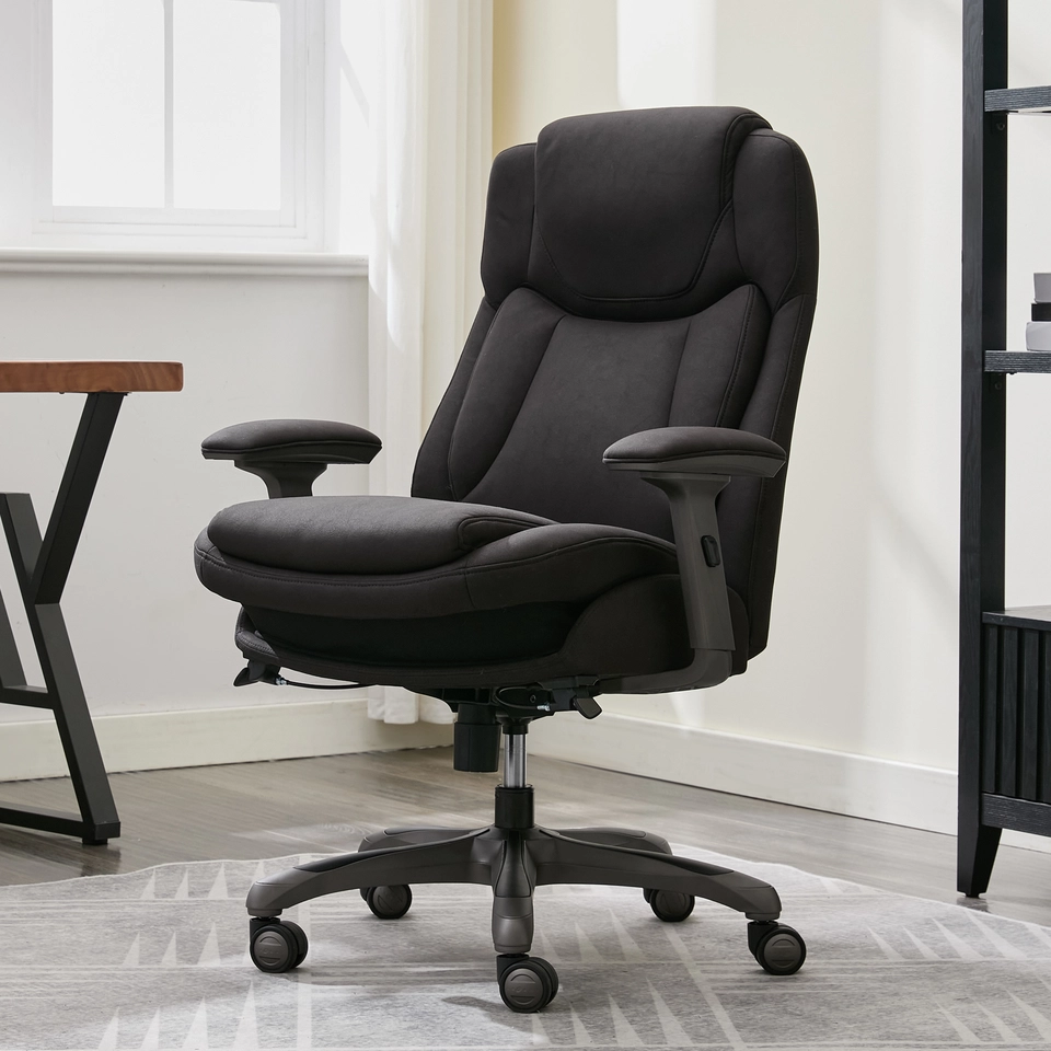 La-Z-Boy Noelin Ergonomic Fabric Swivel Task Chair, Black (52703
