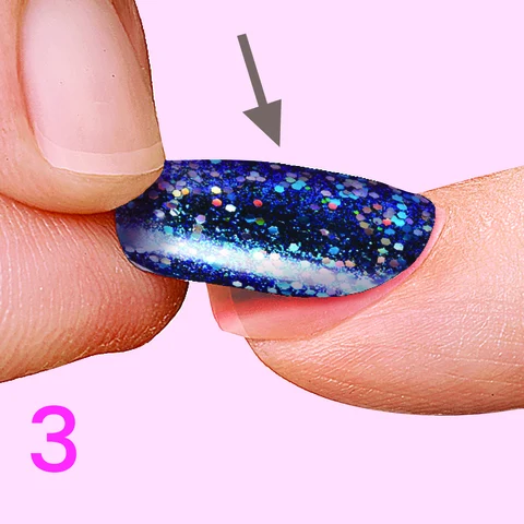 3. Align with cuticle, gently press on &amp; hold for 5 seconds.