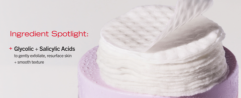 A stack of ingrown hair pads with ingredients glycolic and salicylic acids to exfoliate and smooth