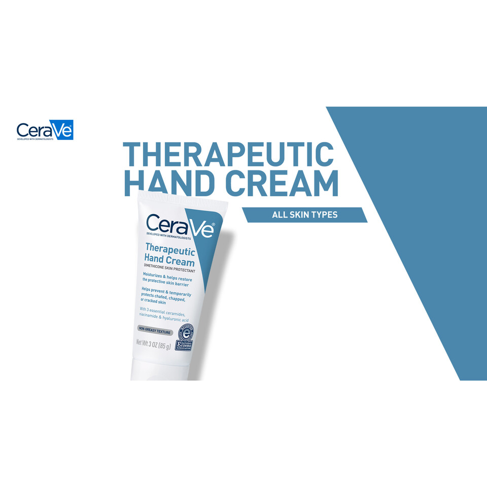 thumbnail video image 2 of CeraVe Therapeutic Hand Cream for Normal to Dry Skin, 3 oz., 2 of 17