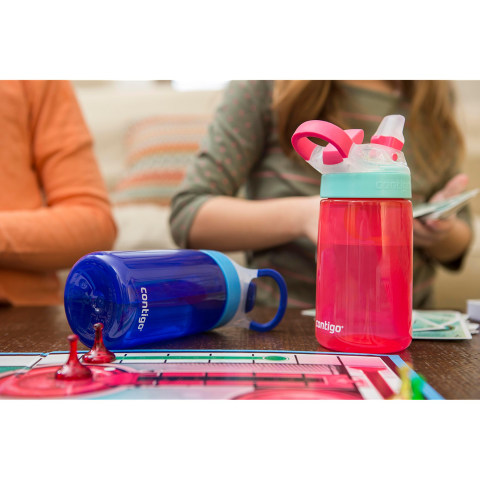 Contigo Kids Water Bottle, Spill Proof, Autospout, Gizmo Flip, Ruby, 14  Ounce, Beverage Storage Containers