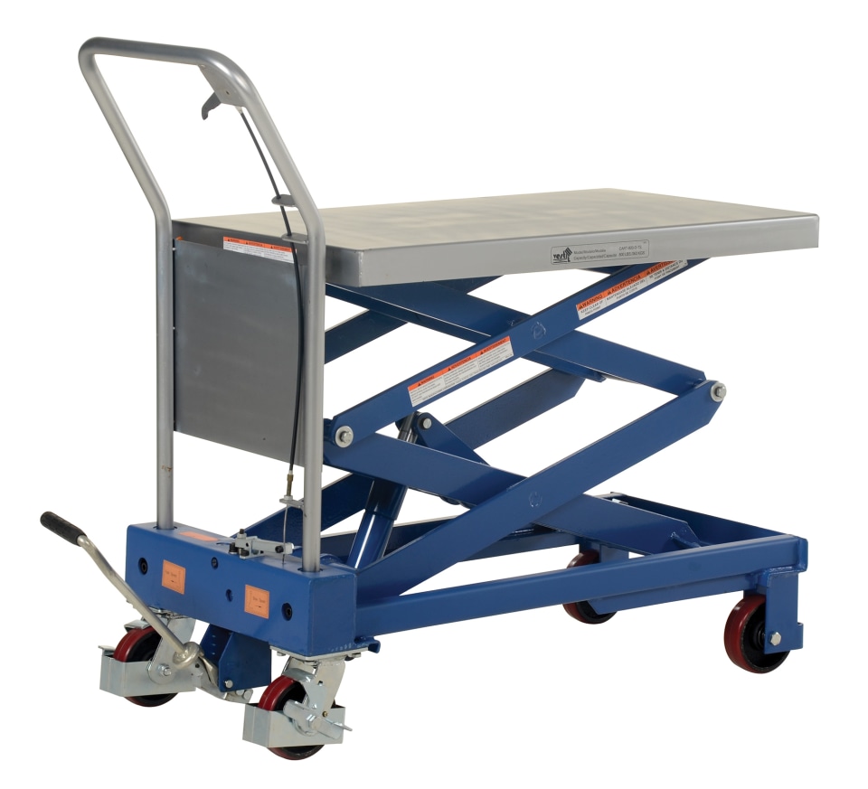 15-1/2 to 50-3/4 Service Range Capacity Stainless Steel 35-1/2 Length x 20 Width Platform 800-lb Vestil CART-800-D-PSS Hydraulic Scissor Lift Cart