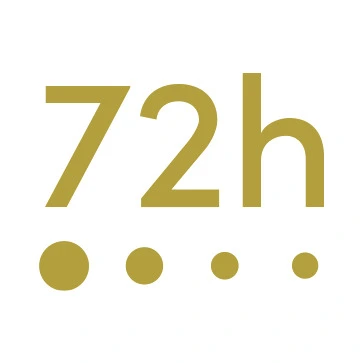 72 hour icon with four circles underneath that decrease in size.