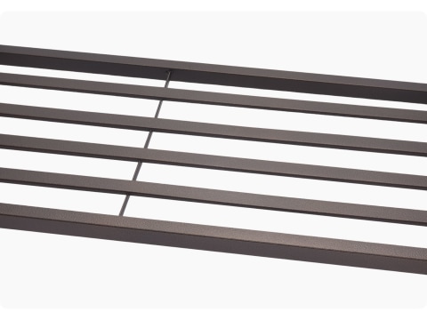 slat shelf of the bronze shoe bench