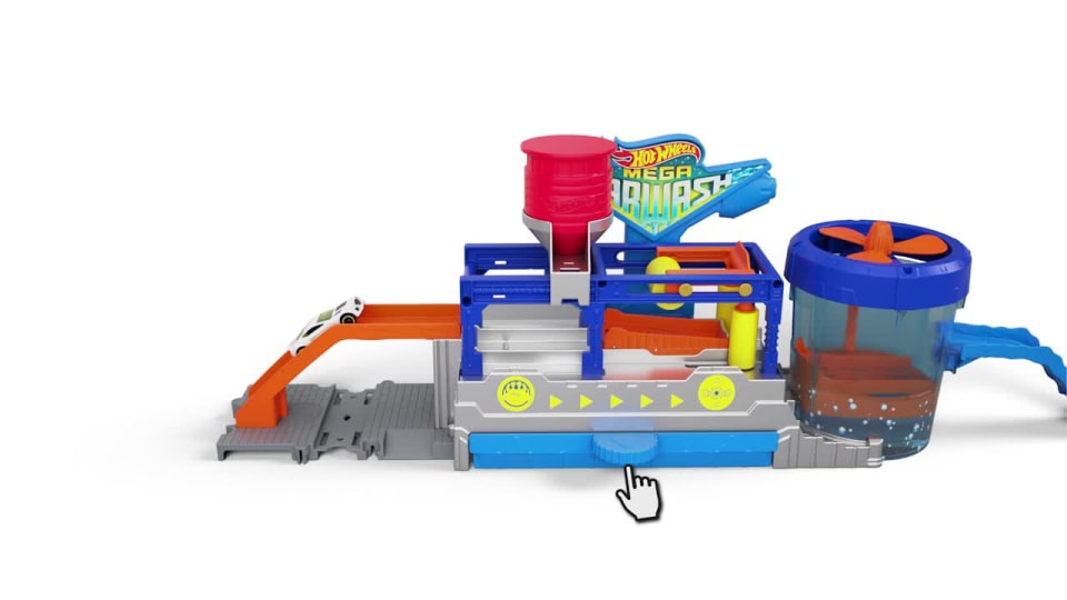 Hot Wheels Mega Car Wash Playset & 1:64 Scale Color Shifters Car with ...