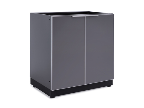 1 x Alum Grey Glass 32in 2-Door Cabinet