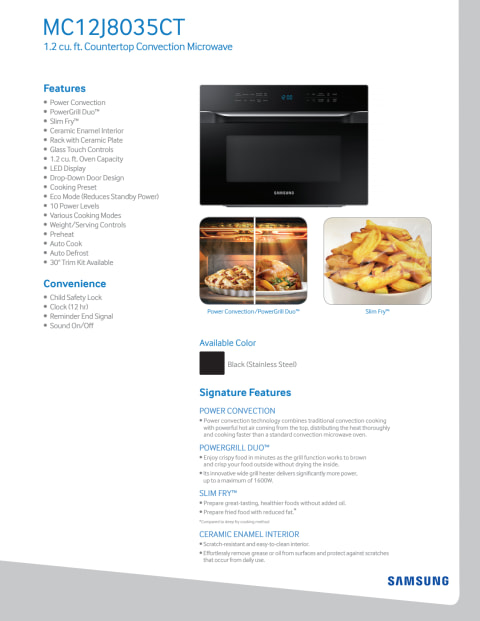 Samsung 1.2 Cu. Ft. Countertop Convection Microwave - Walmart.com