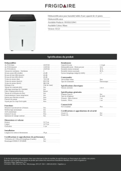 Déshumidificateur portable HomCom 1260 pi² à 2 vitesses certifié Energy  Star 821-017V80