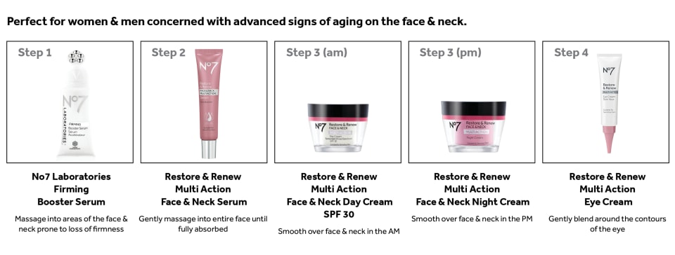 No7 Restore & Renew Face & Neck Multi Action Anti-Ageing Skincare System