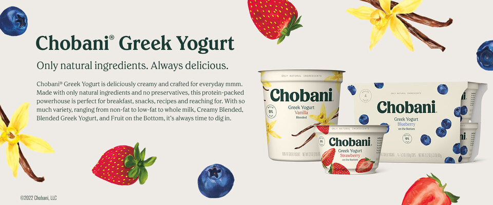 Chobani Yogurt, Greek, Banana & Cream, Blended 5.3 oz